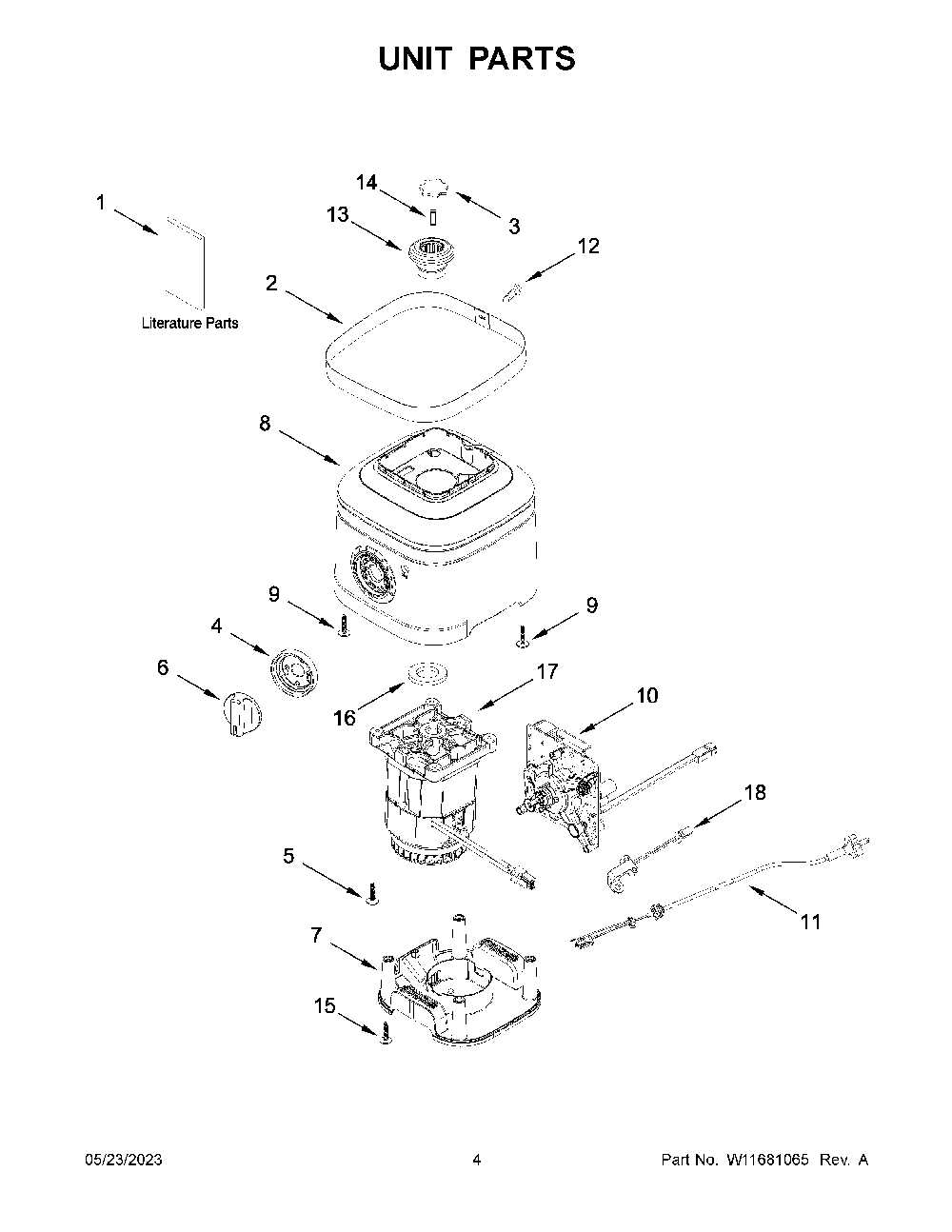 Unit Parts Diagram and Parts List for 7KSB4026MHI0  KitchenAid Blender