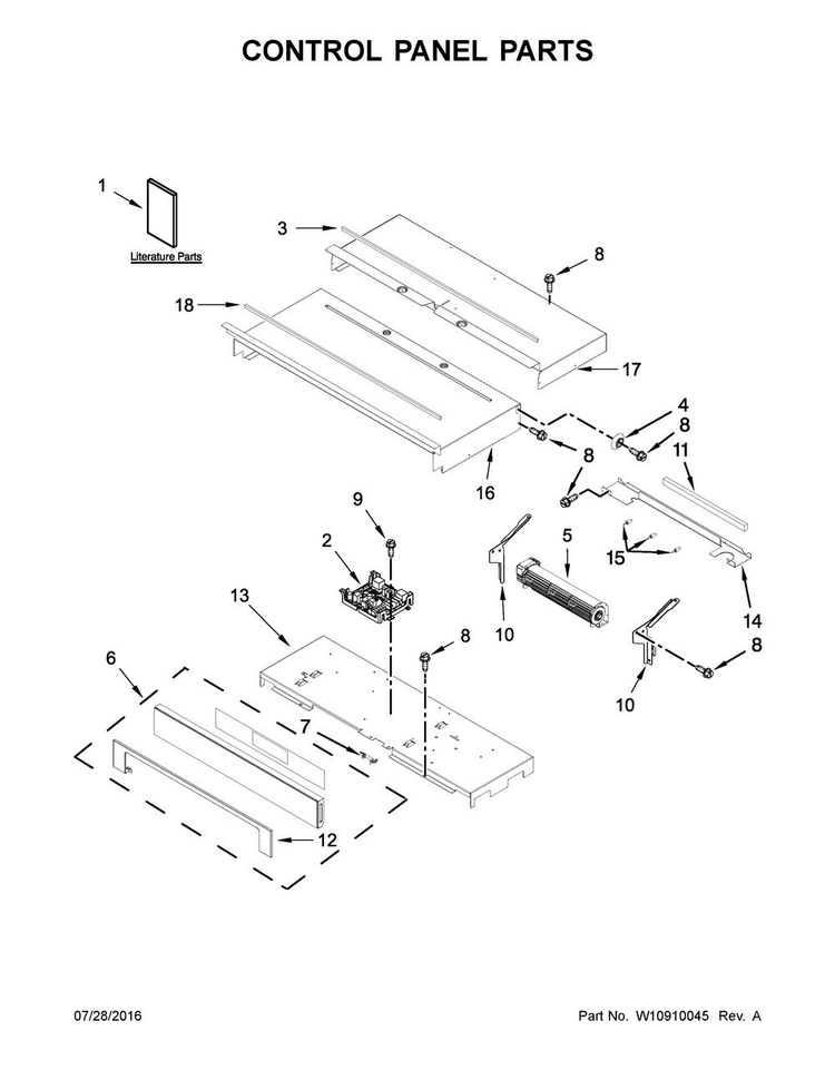 Control Panel Parts Diagram and Parts List for WOD97ES0ES02  Whirlpool Wall Oven