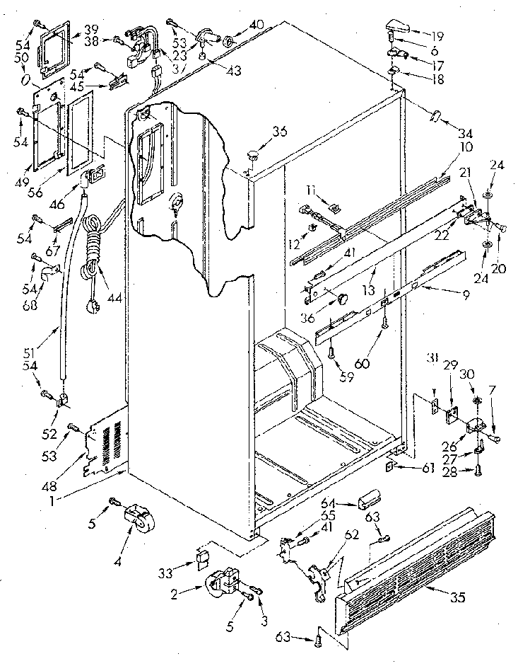 Cabinet Diagram and Parts List for ET20AKXSN06  Whirlpool Refrigerator