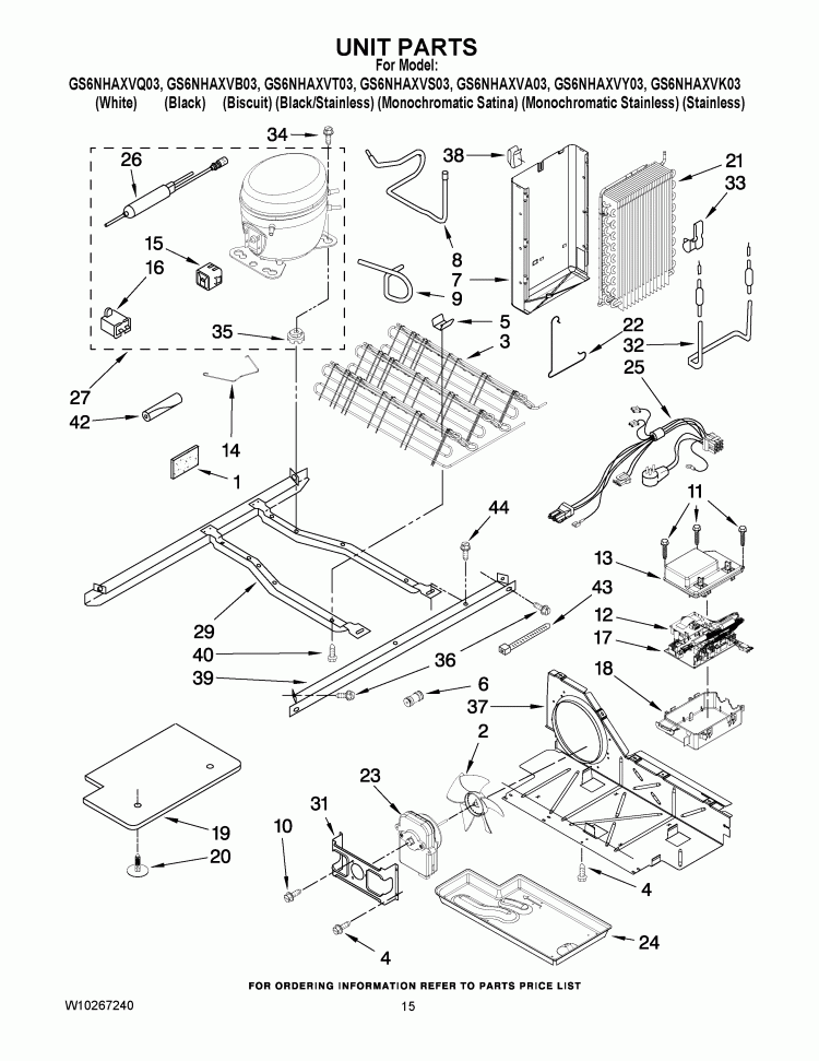 UNIT PARTS Diagram and Parts List for GS6NHAXVB03  Whirlpool Refrigerator