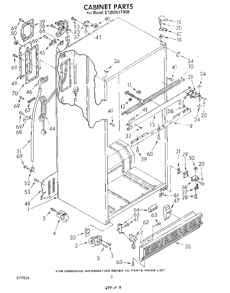 CABINET Diagram and Parts List for ET20DKXTN00  Whirlpool Refrigerator