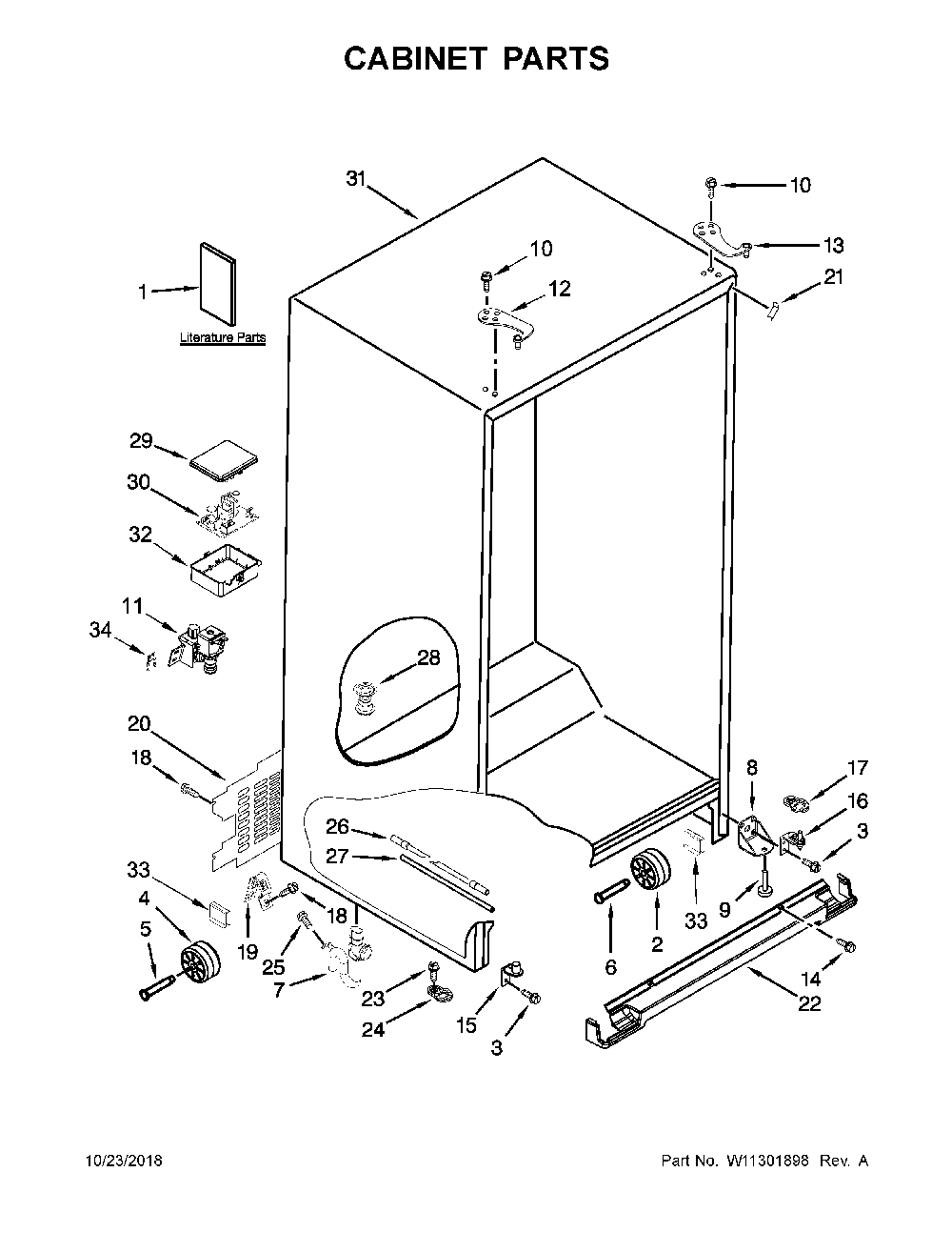 Cabinet parts Diagram and Parts List for 10651783413  Kenmore Refrigerator