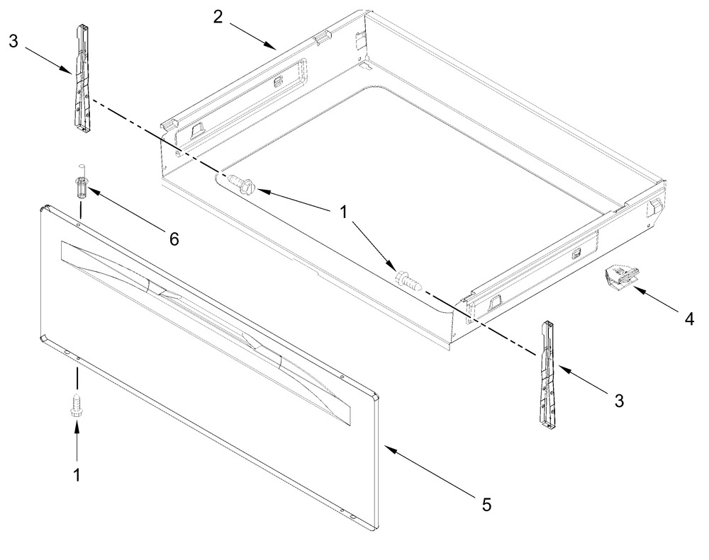 Drawer Parts Diagram and Parts List for VREW3162RB0  Whirlpool Range