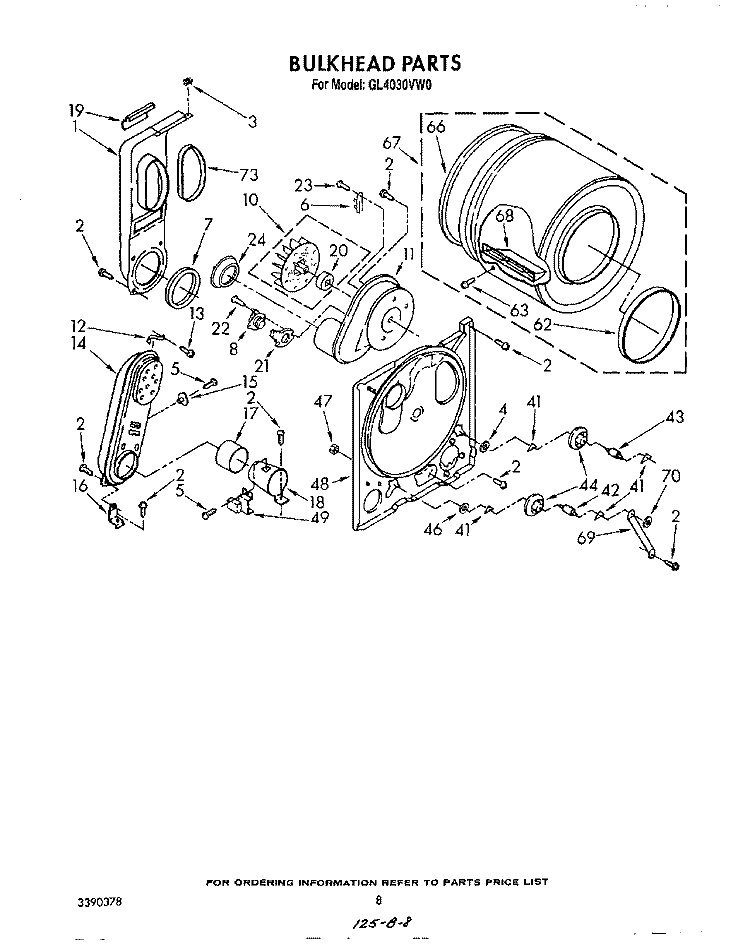 SECTION Diagram and Parts List for GL4030VL0  Roper Dryer