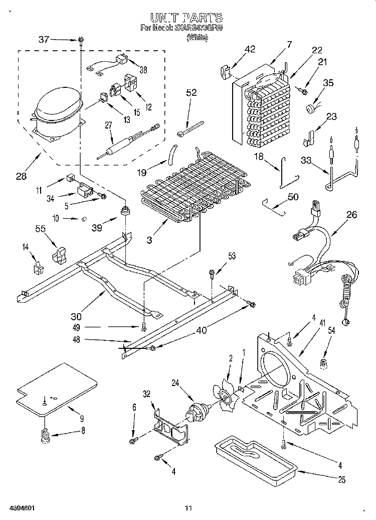 UNIT Diagram and Parts List for 3XARG478GF00  Whirlpool Refrigerator