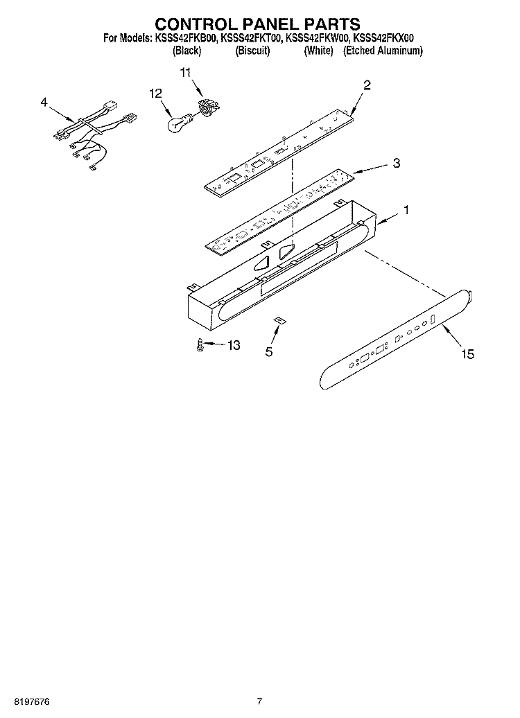 CONTROL PANEL Diagram and Parts List for KSSS42FKX00  KitchenAid Refrigerator