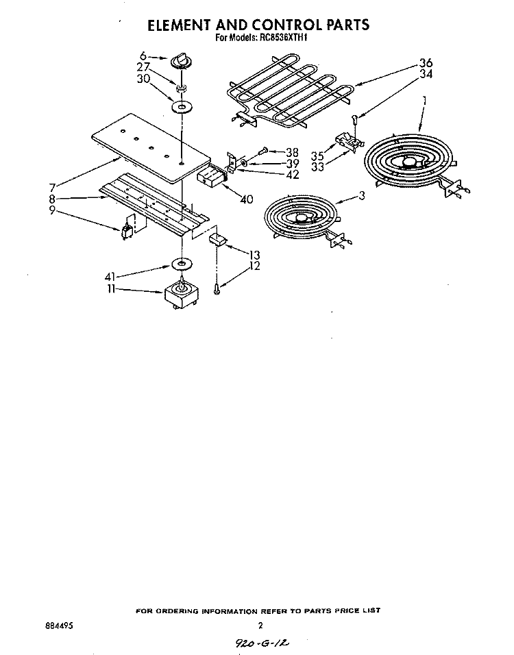 SECTION Diagram and Parts List for RC8536XTB1  Whirlpool Cooktop