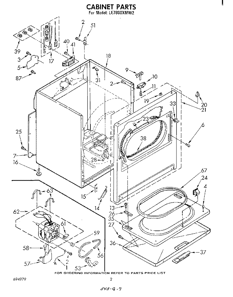 SECTION Diagram and Parts List for LE7800XMW2  Whirlpool Dryer