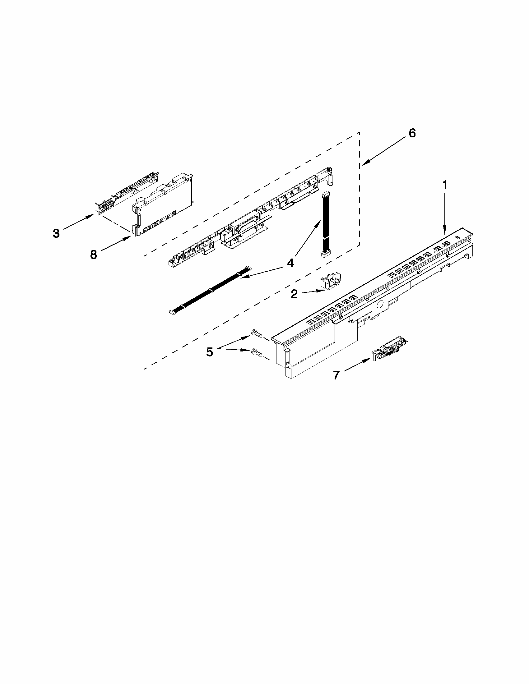 Control Panel And Latch Parts Diagram and Parts List for 66513282K112  Kenmore Dishwasher