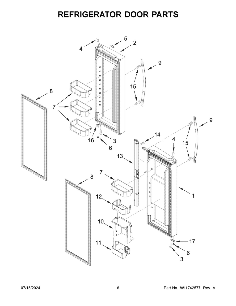 04 - Refrigerator Door Parts Diagram and Parts List for WRF560SEHZ05  Whirlpool Refrigerator