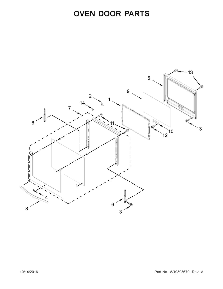 Oven Door Parts Diagram and Parts List for WOC95EC0AB04  Whirlpool Microwave