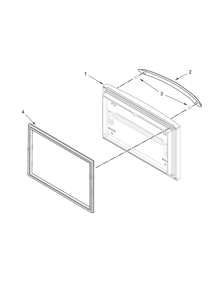 Freezer Door Parts Diagram and Parts List for WRF540CWBW00  Whirlpool Refrigerator