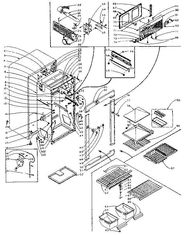 Refrigerator Cabinet Parts Diagram and Parts List for 106L12TL-F  Kenmore Refrigerator