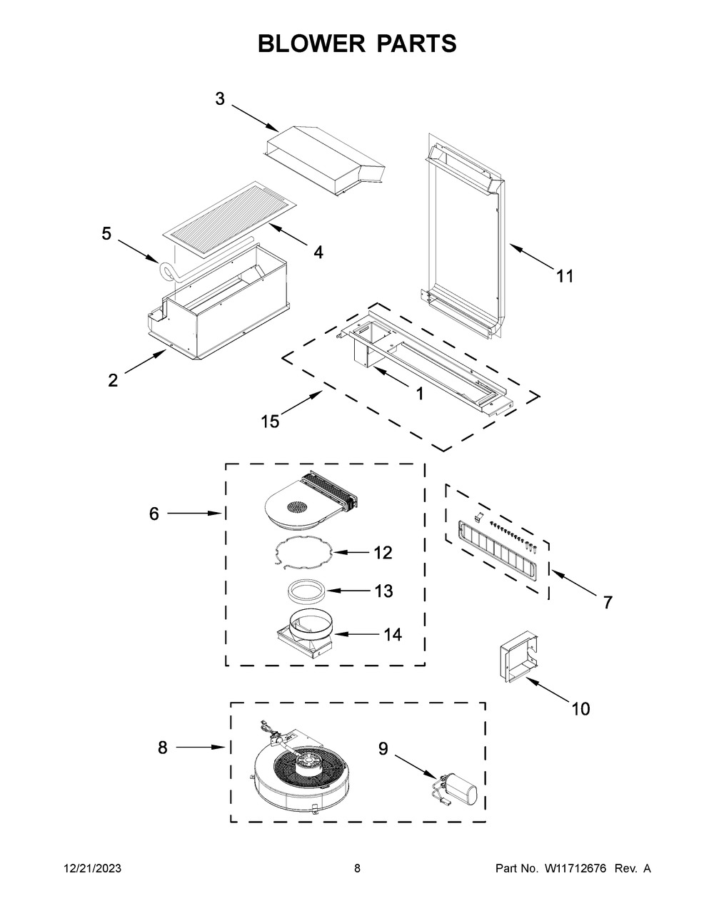 Blower Parts Diagram and Parts List for KSDG950ESS7  KitchenAid Range