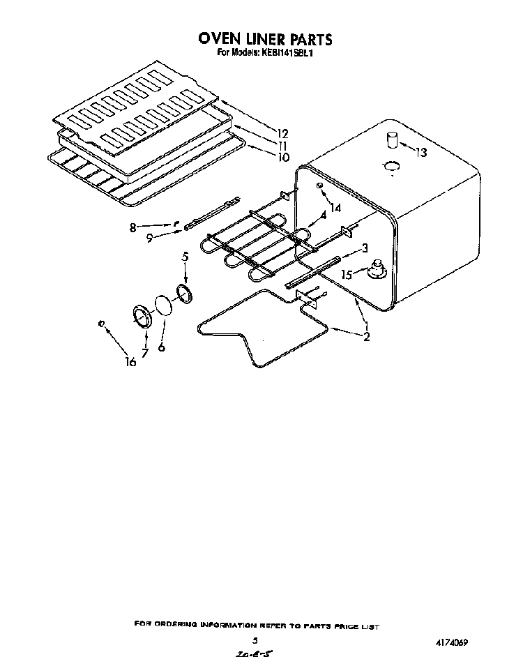 Oven Liner Diagram and Parts List for KEBI141SBL1  KitchenAid Wall Oven