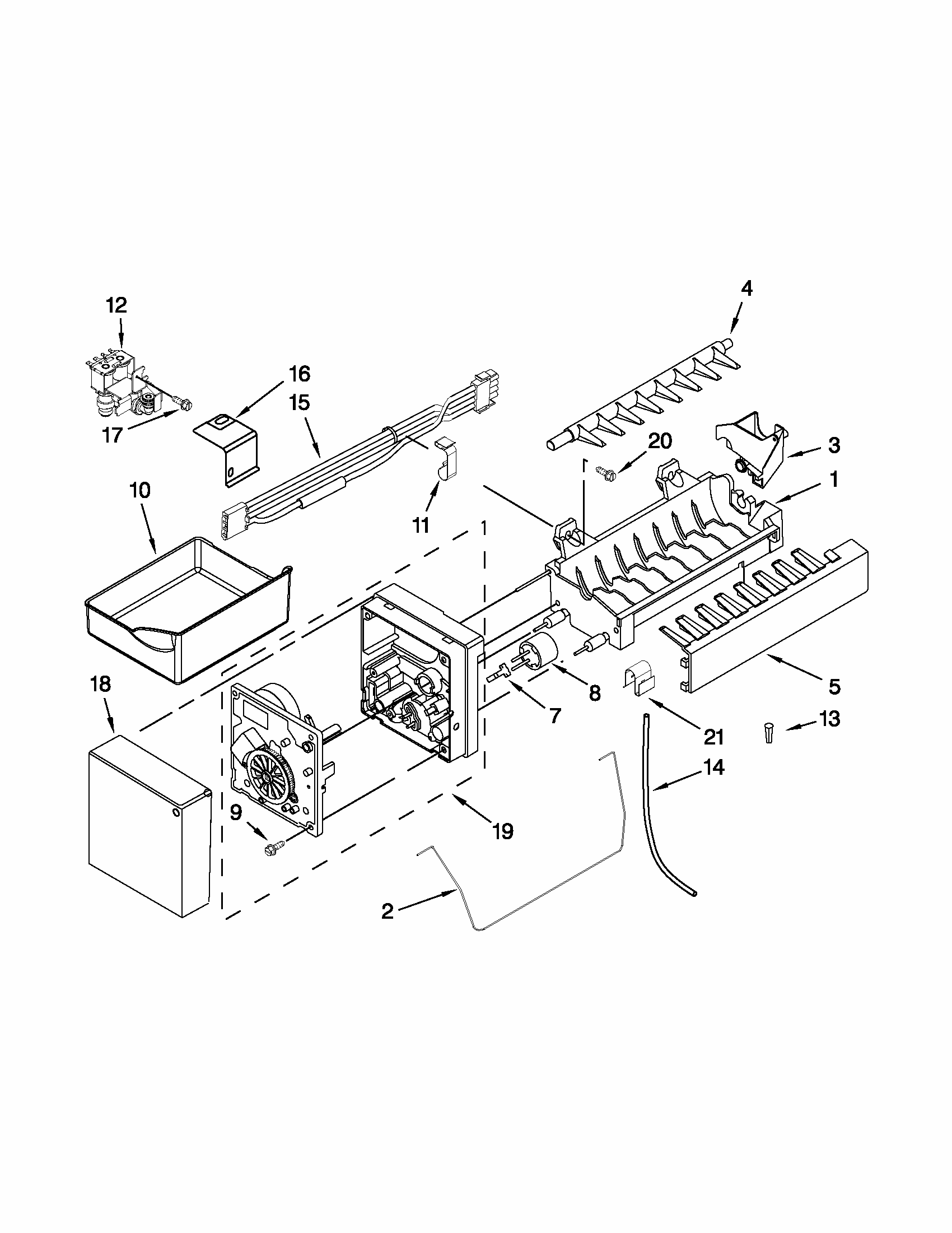 Icemaker Parts Diagram and Parts List for 59679322015  Kenmore Refrigerator