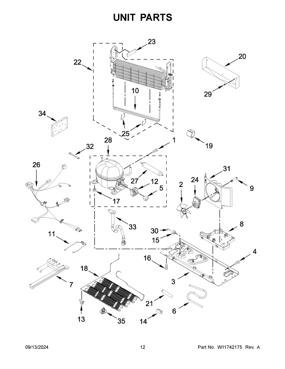 07 - Unit Parts Diagram and Parts List for KRFC136RBS00  Whirlpool Refrigerator