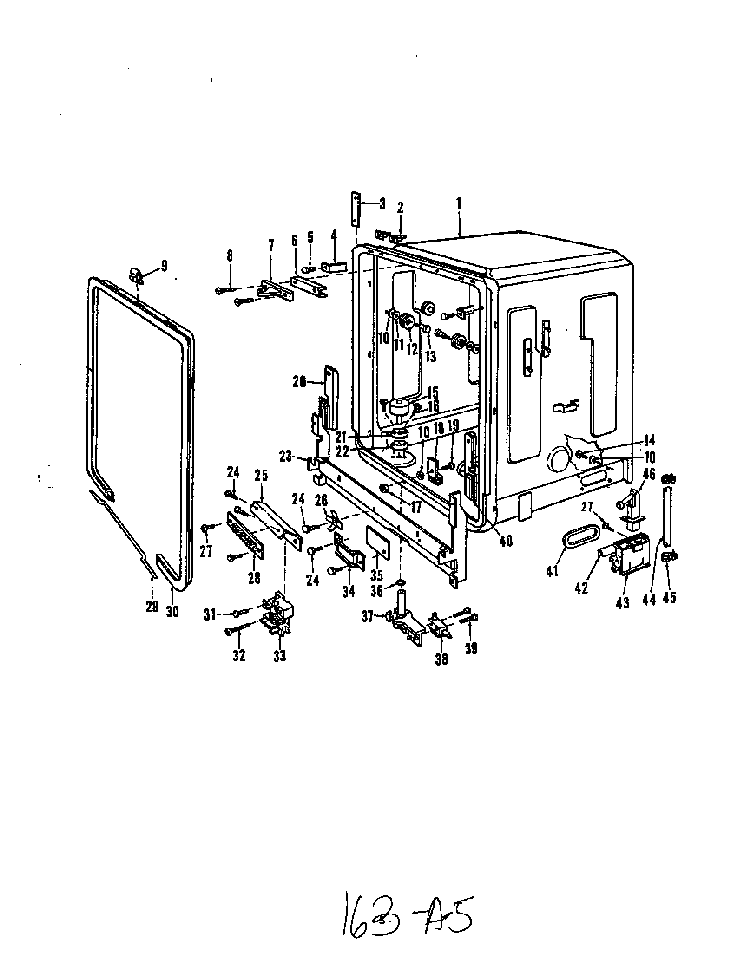 Tub Diagram and Parts List for 8595*00  Roper Dishwasher