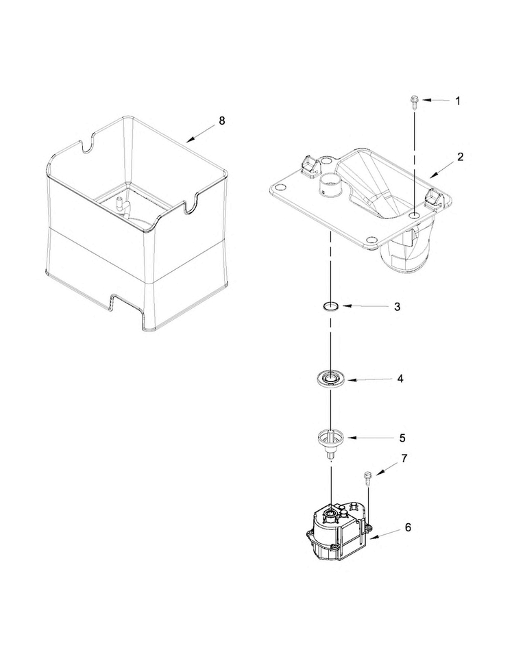 Motor And Ice Container Parts Diagram and Parts List for KFIS29PBMS02  KitchenAid Refrigerator