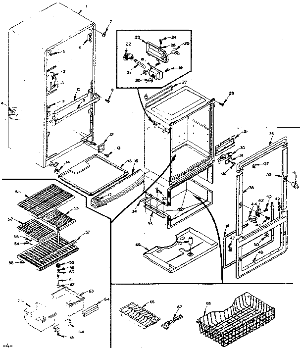 Refrigerator Cabinet Parts Diagram and Parts List for 106M13ES-F  Kenmore Refrigerator