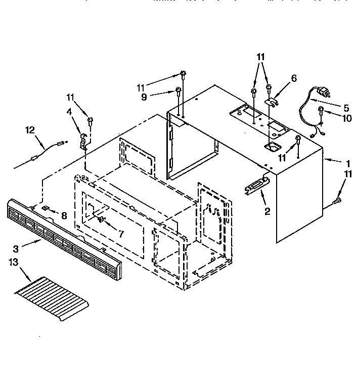 Cabinet Diagram and Parts List for MH7155XBZ0  Whirlpool Microwave