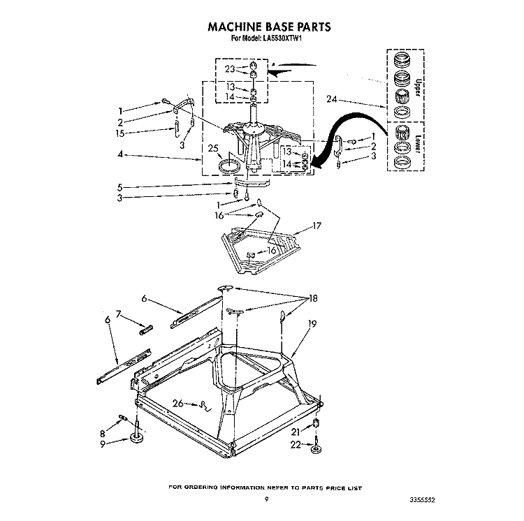 MACHINE BASE Diagram and Parts List for LA5530XTF1  Whirlpool Washer