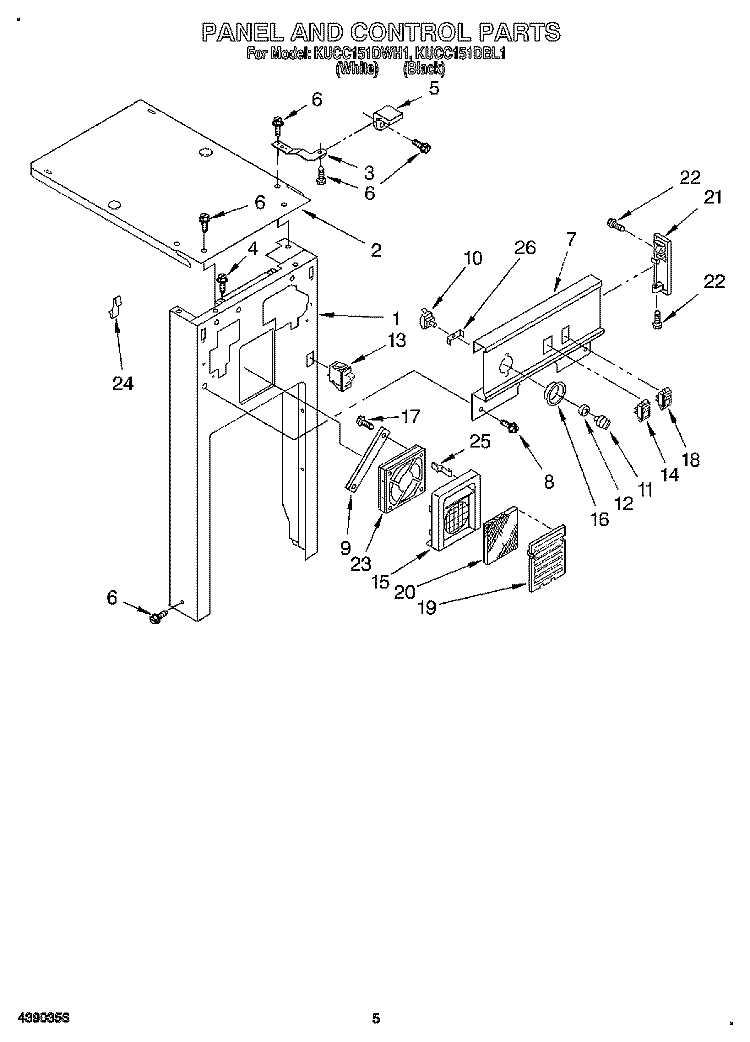 PANEL AND CONTROL Diagram and Parts List for KUCC151DBL1  KitchenAid Trash Compactor