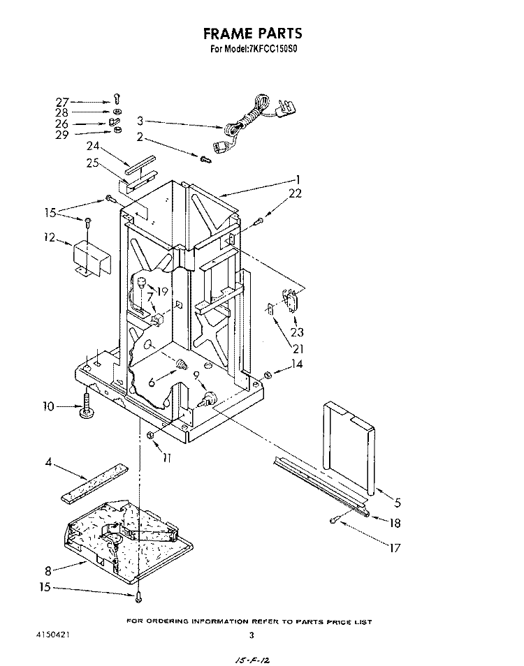 FRAME Diagram and Parts List for 7KFCC150S0  KitchenAid Trash Compactor