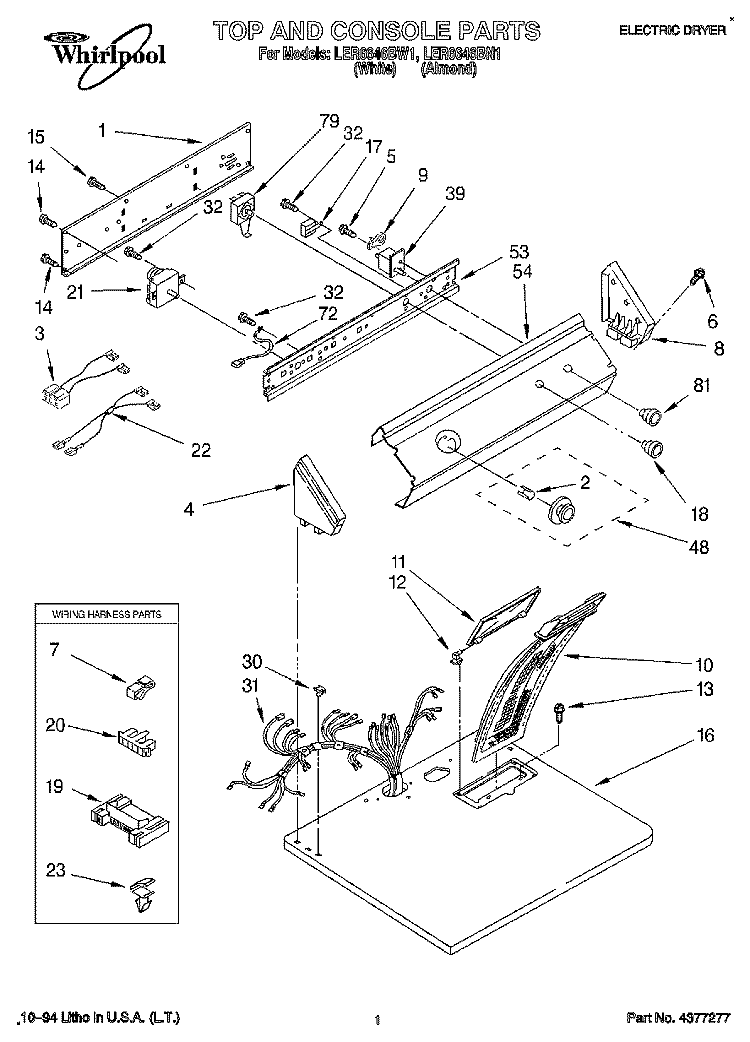 SECTION Diagram and Parts List for LER6646BW1  Whirlpool Dryer