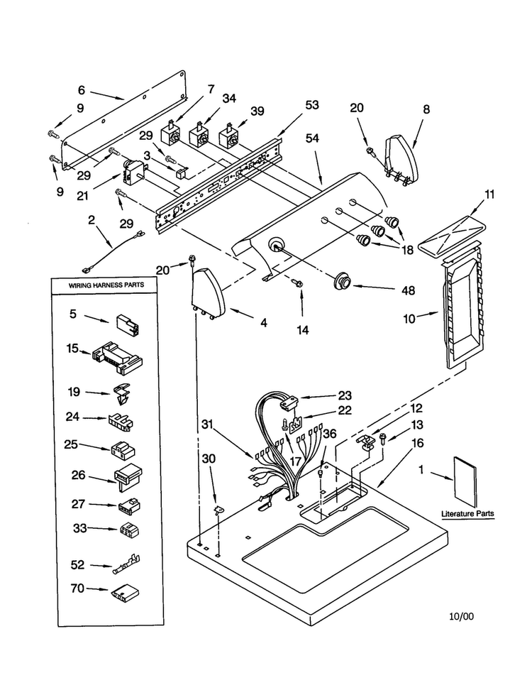 Top And Console Diagram and Parts List for LGQ8858JQ1  Whirlpool Dryer