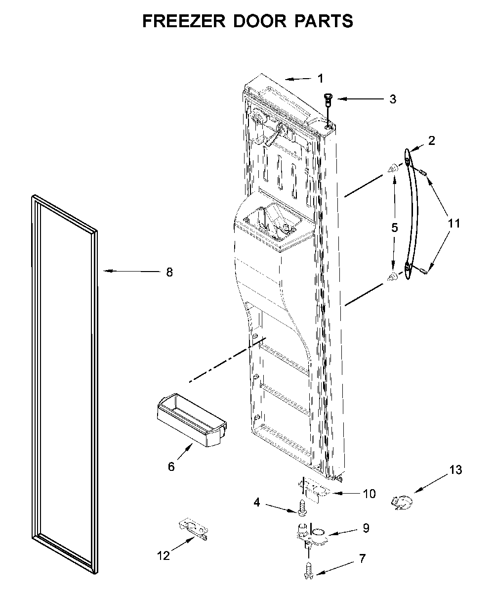 Freezer door parts Diagram and Parts List for 10651769512  Kenmore Refrigerator