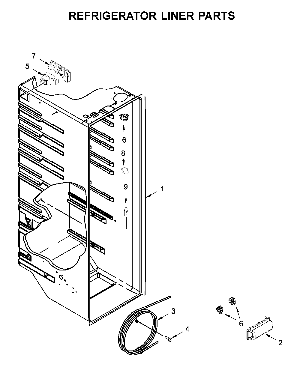 Refrigerator liner parts Diagram and Parts List for WRS311SDHB03  Whirlpool Refrigerator