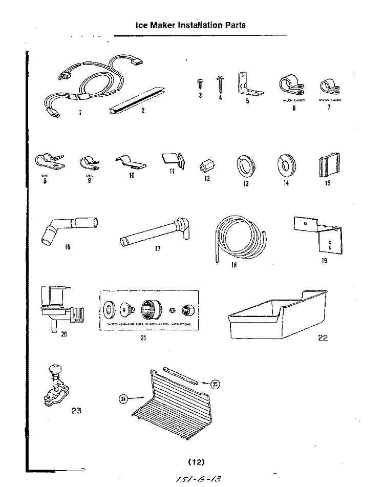 ICEMAKER INSTALLATION Diagram and Parts List for 8617W0A  Roper Refrigerator