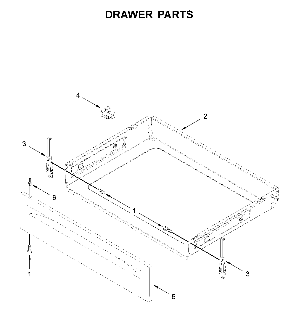 Drawer parts Diagram and Parts List for WFC315S0JB0  Whirlpool Range