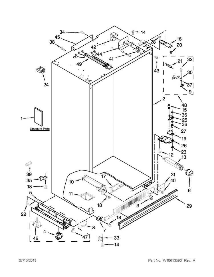 Cabinet Parts Diagram and Parts List for KSSC36QTS07  KitchenAid Refrigerator