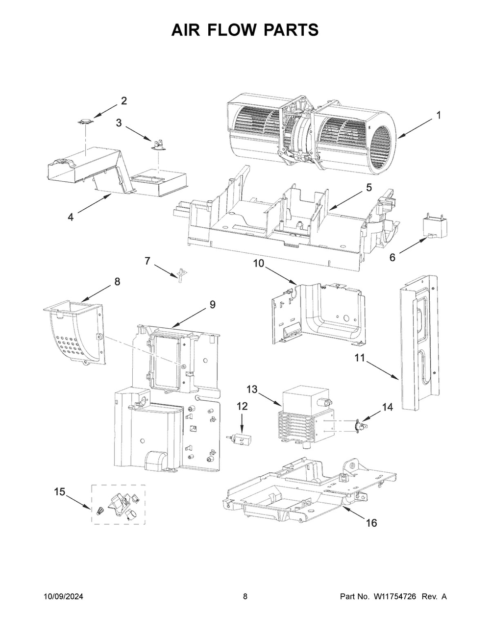 05 - Air Flow Parts Diagram and Parts List for YKMMF730PPS00  Whirlpool Microwave