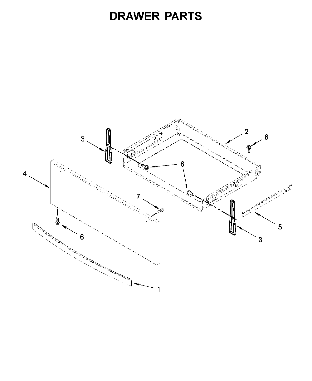 Drawer parts Diagram and Parts List for 66495123612  Kenmore Range