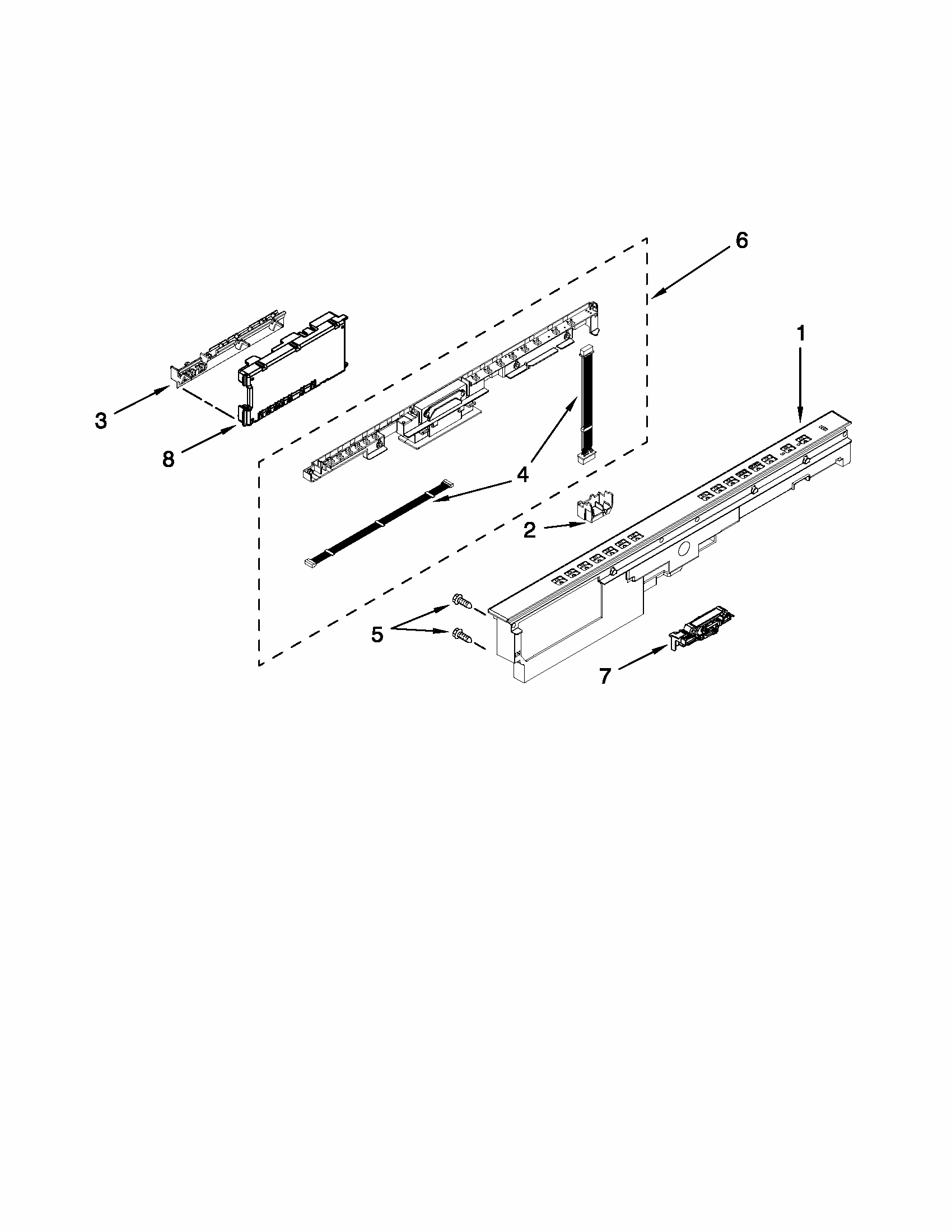 Control Panel And Latch Parts Diagram and Parts List for 66513283K113  Kenmore Dishwasher