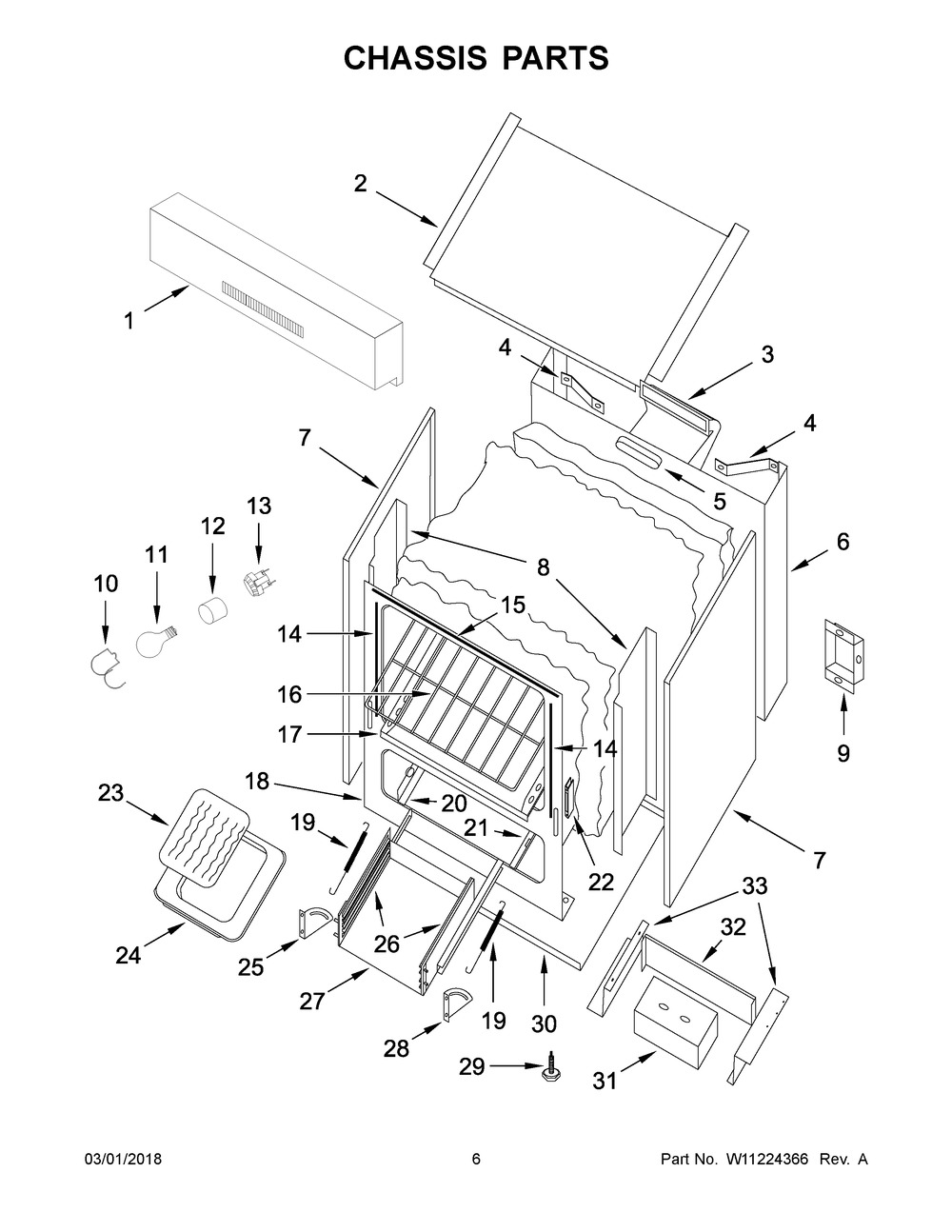 Chassis Parts Diagram and Parts List for WFG500M4HS0  Whirlpool Range
