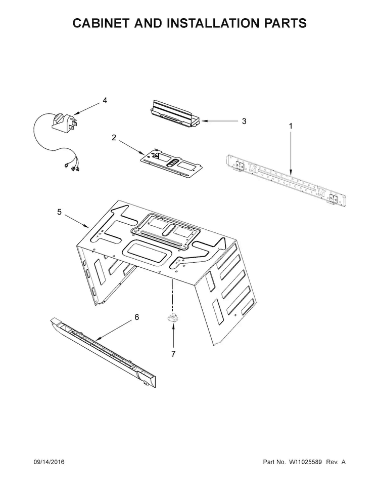Cabinet And Installation Parts Diagram and Parts List for WMH53520CS4  Whirlpool Microwave