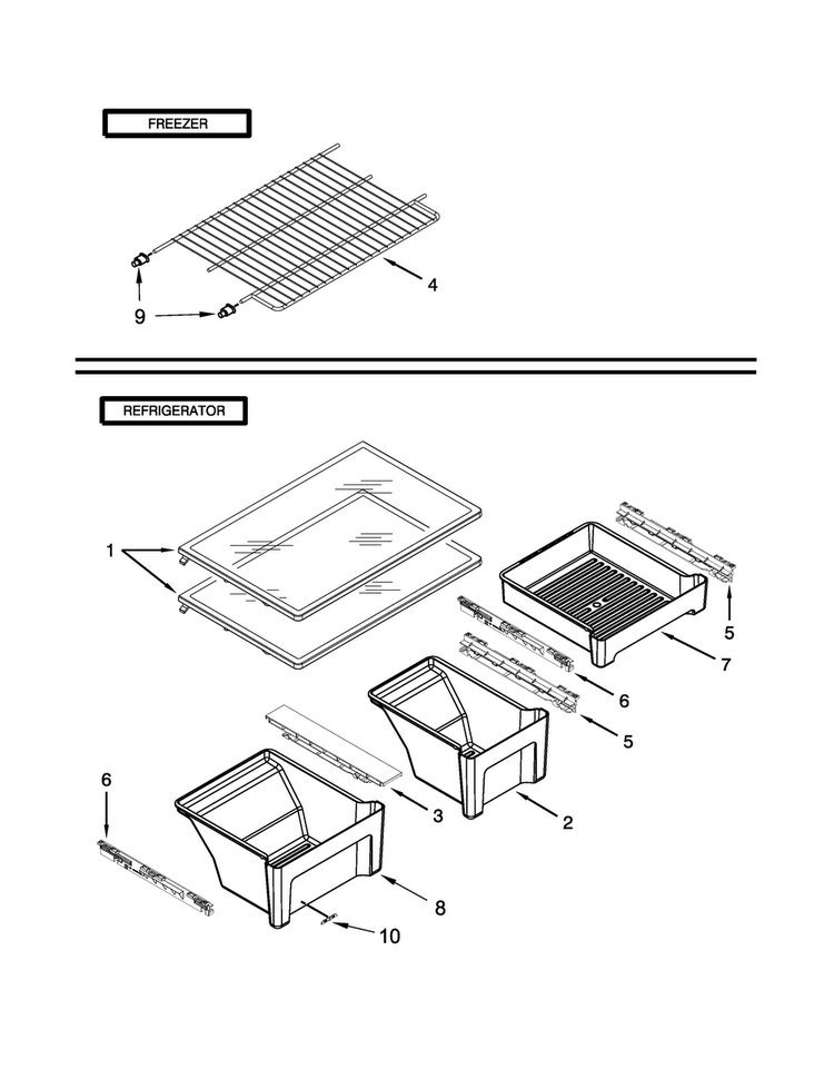 Shelf Parts Diagram and Parts List for WRT359SFYM02  Whirlpool Refrigerator