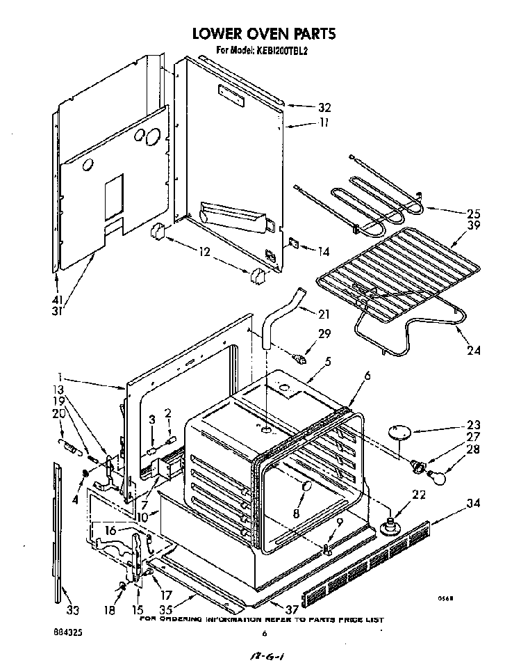 Lower Oven Diagram and Parts List for KEBI200TBL0  KitchenAid Wall Oven