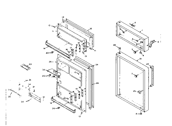 Door Parts Diagram and Parts List for 106N12DS-1  Kenmore Refrigerator