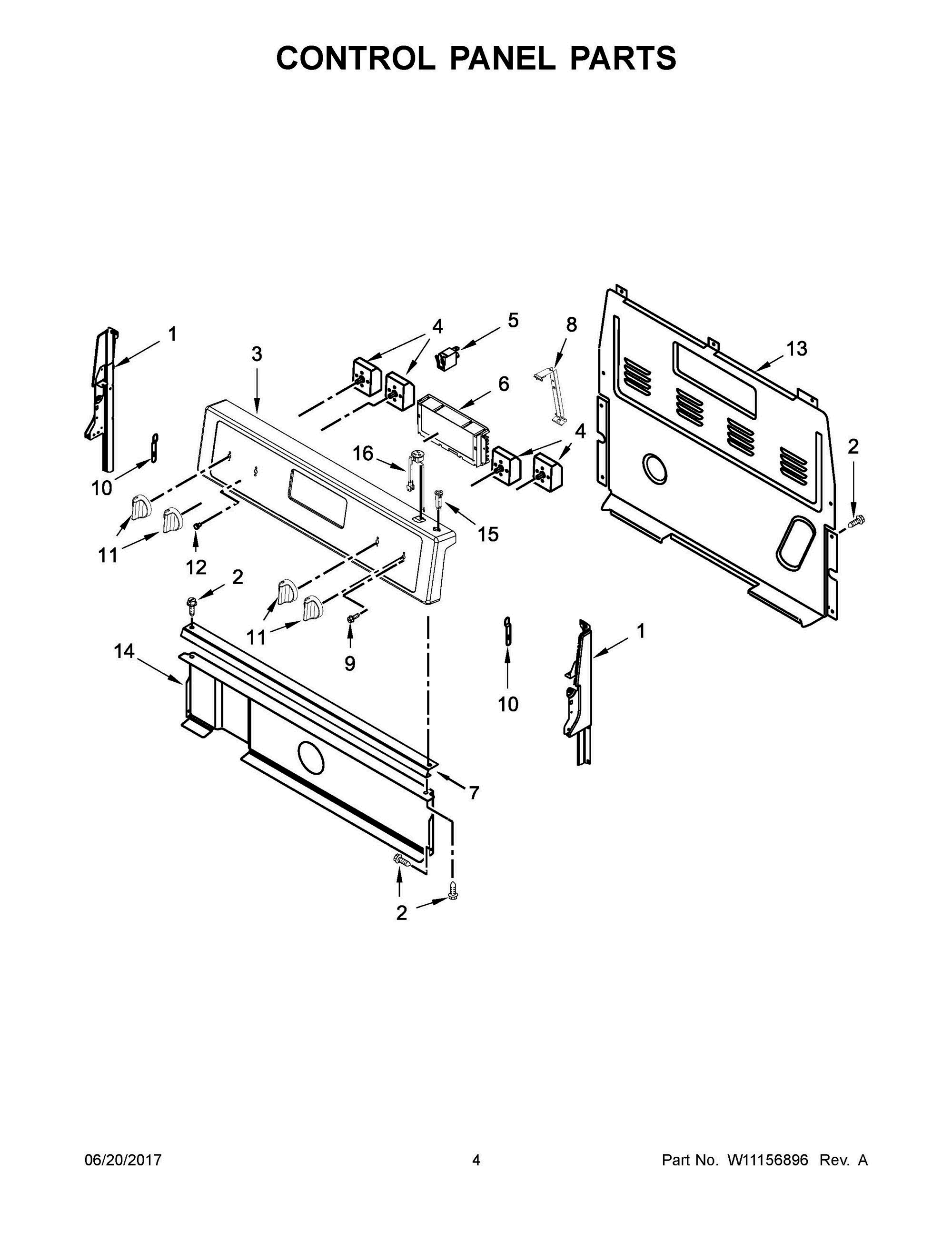 03 - CONTROL PANEL PARTS Diagram and Parts List for YWFC150M0EB1  Whirlpool Range