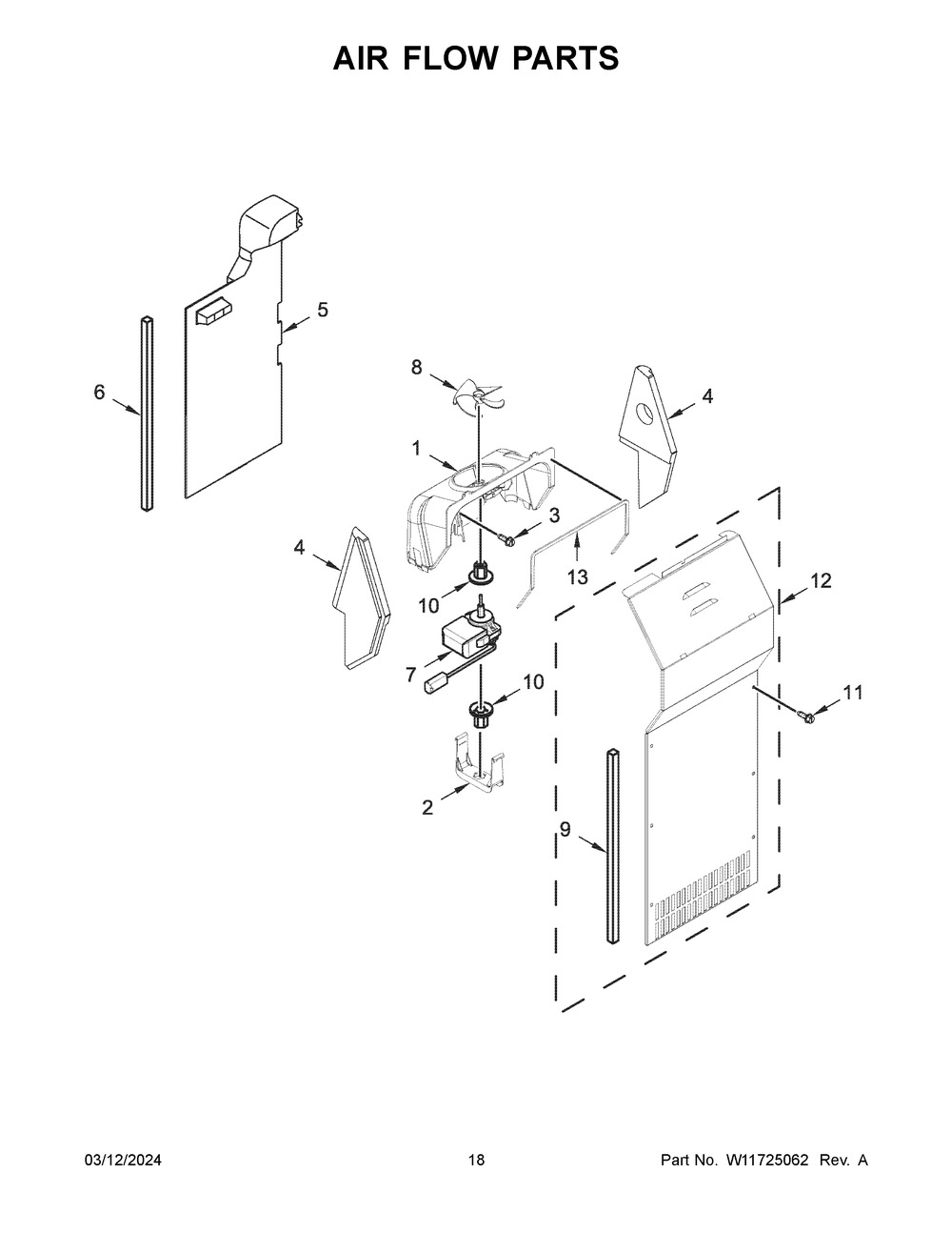 Air Flow Parts Diagram and Parts List for WRS315SDHZ0C  Whirlpool Refrigerator