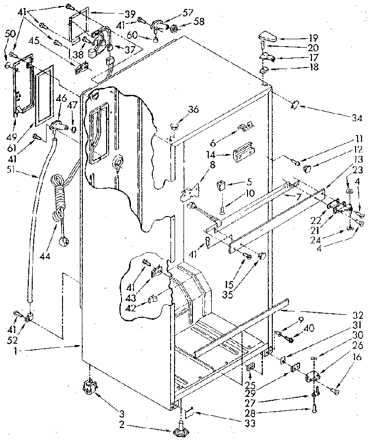 Cabinet Diagram and Parts List for ET18NKXSM04  Whirlpool Refrigerator
