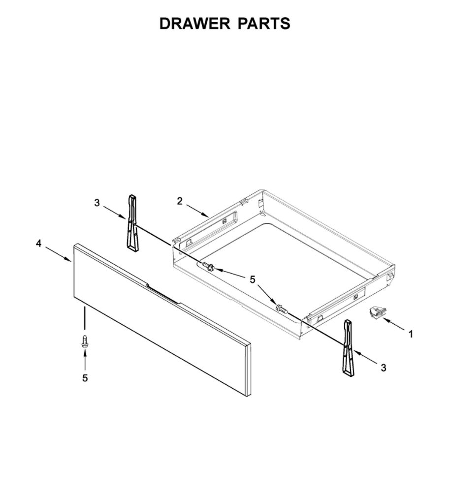Drawer Parts Diagram and Parts List for WFG535S0JZ1  Whirlpool Range