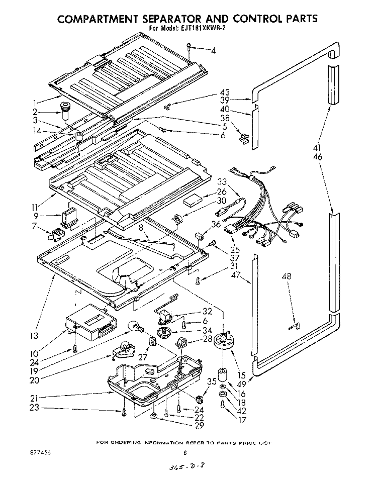COMPARTMENT SEPARATOR AND CONTROL Diagram and Parts List for EJT181XKWR2  Whirlpool Refrigerator