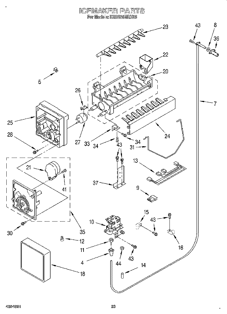 ICEMAKER, LITERATURE Diagram and Parts List for KSSS36MDX05  KitchenAid Refrigerator