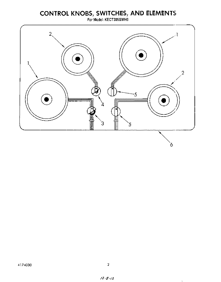 SECTION Diagram and Parts List for KECT305SWH0  KitchenAid Cooktop